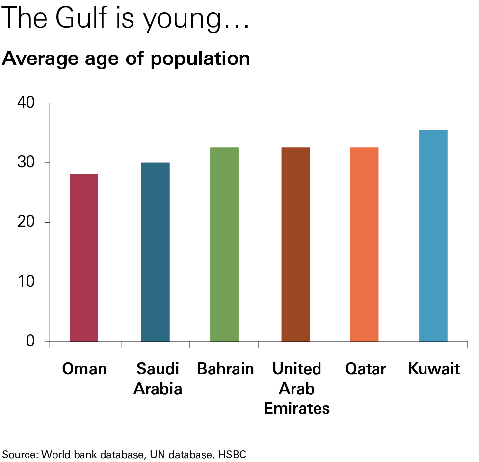 Chart showing average age of population 